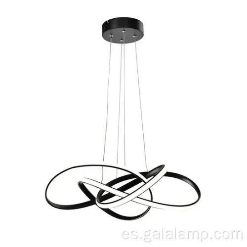 Lámpara de colgación lineal de acero negro para salas de estar